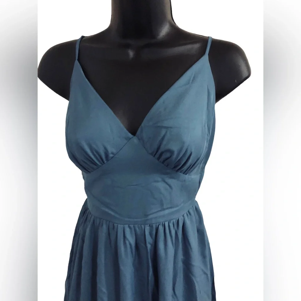 Jessica‎ Simpson blue v-front open tie back tiered spaghetti strap dress size XS